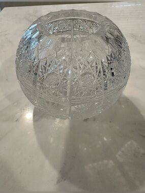 Vintage Hand Cut Czech Bohemian  Crystal Vase